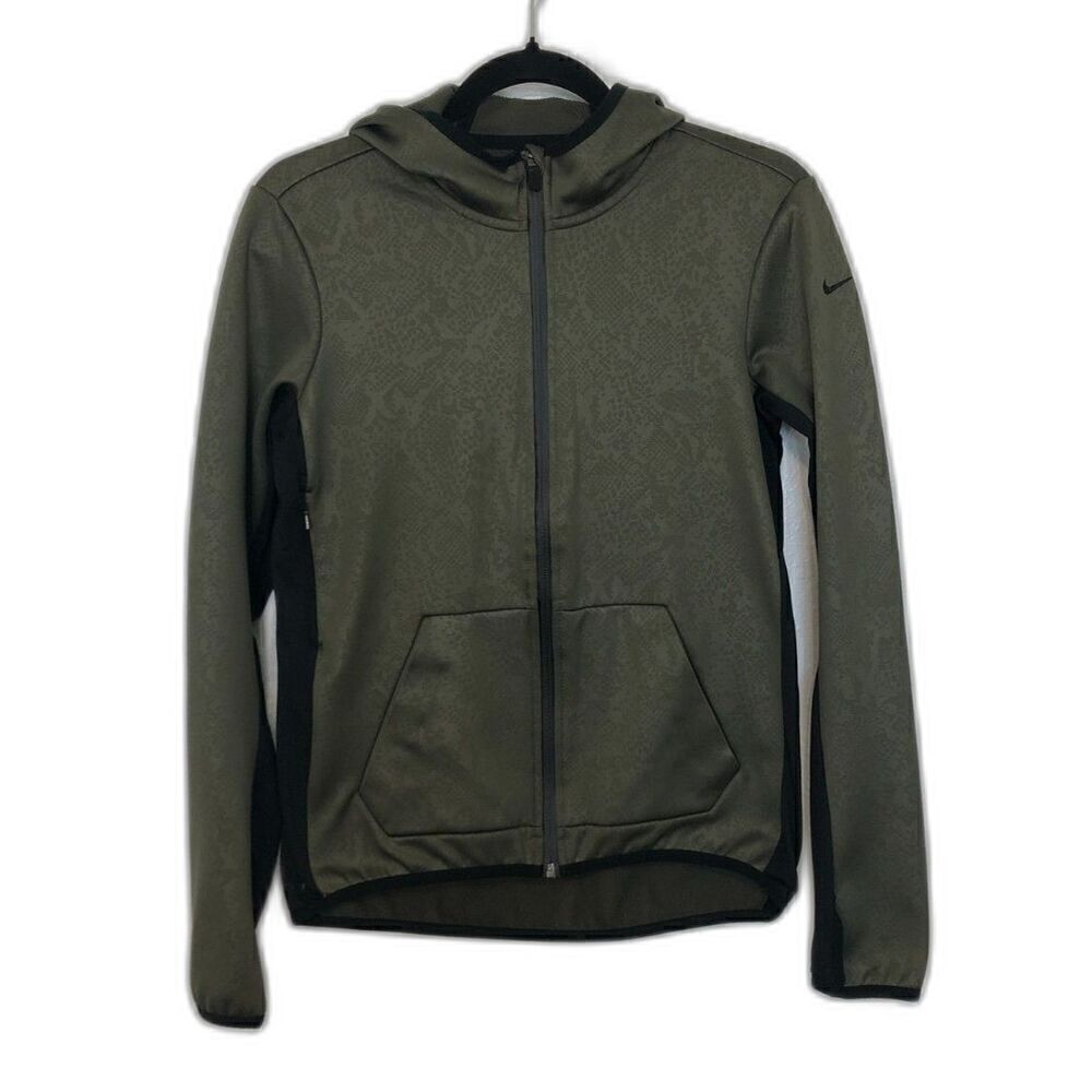 NIKE Sweatshirt Women's Size Small Green Black Vixen Therma-Fit Snake Print